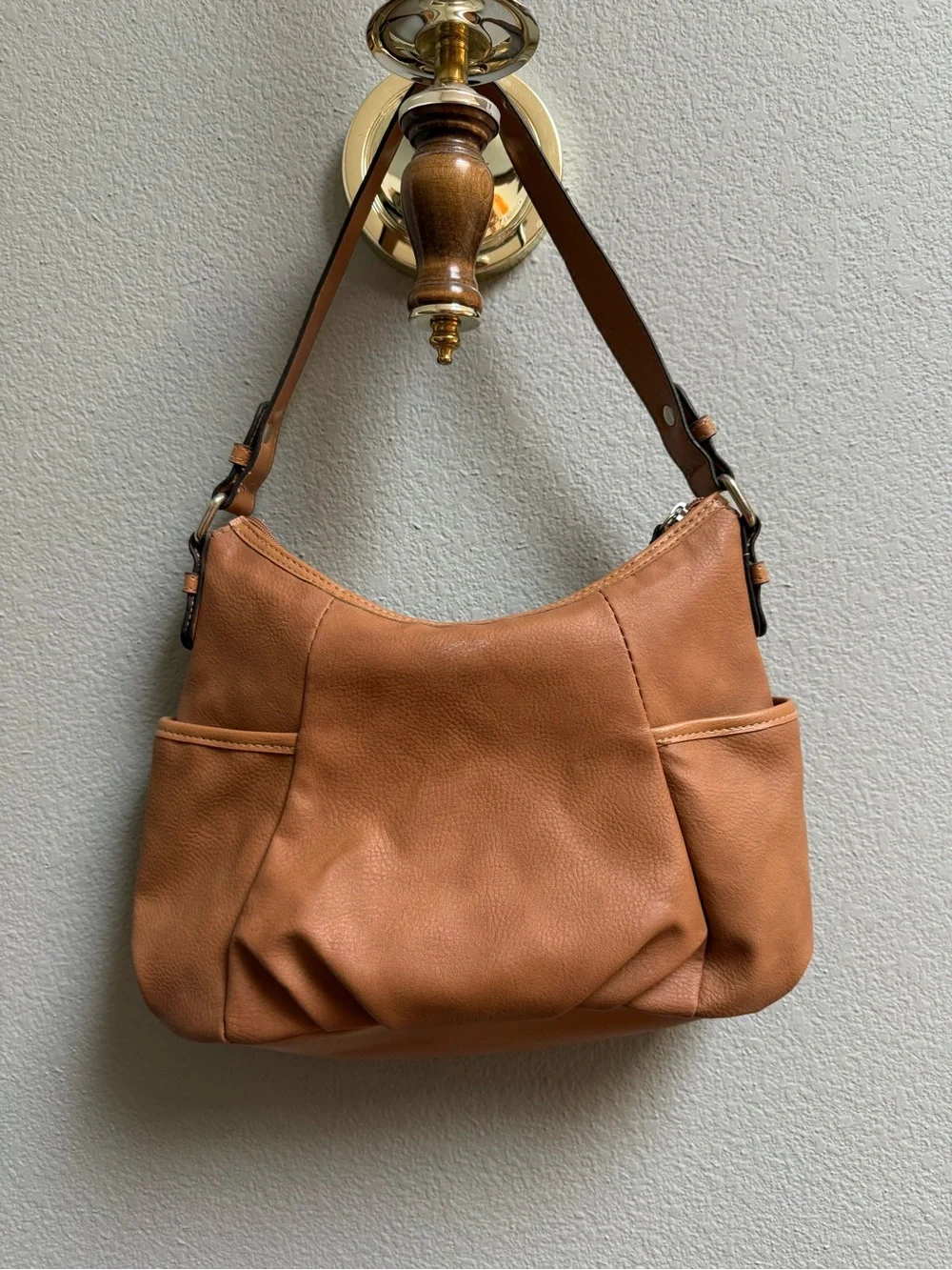 croft & barrow Cognac Pebbled Hobo Shoulder Bag